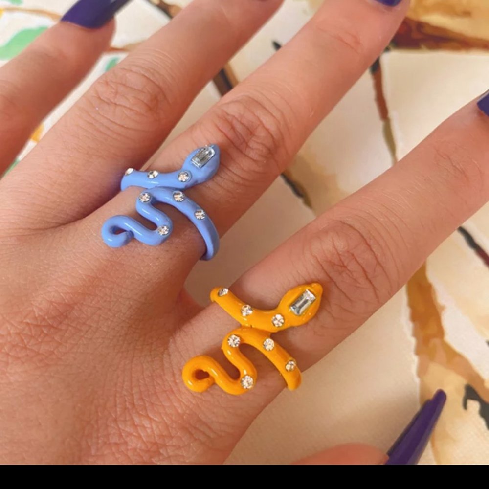 2 pcs inlay snake rings